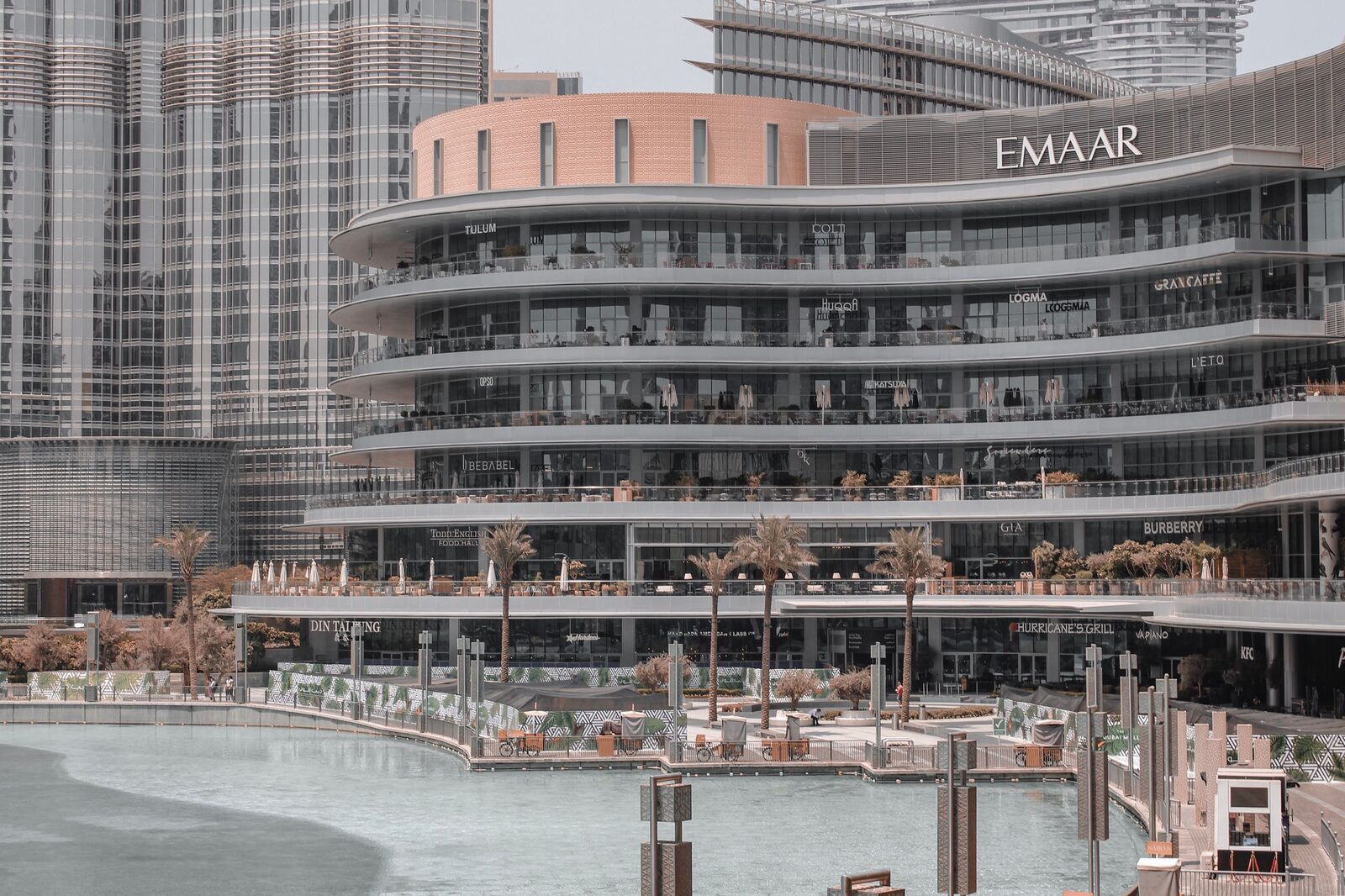 Contemporary architecture along a Dubai waterfront